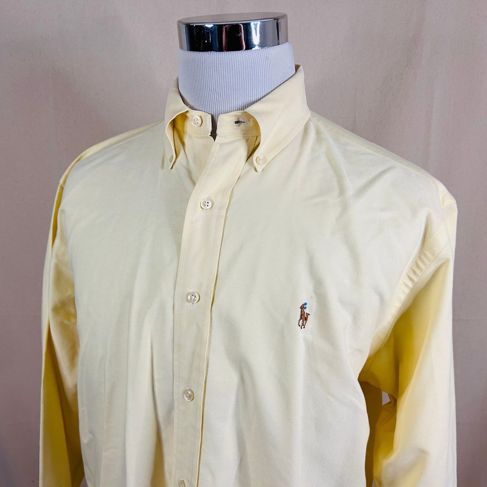 Polo Ralph Lauren 15.5 32/33 Yarmouth Oxford Button Down Shirt Yellow Cotton